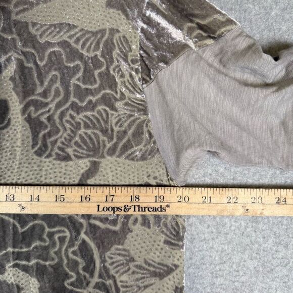 Anthropologie Tiny Womens Medium Pullover Keyhole Neck Top Gray Tan Abstract - Picture 5 of 8